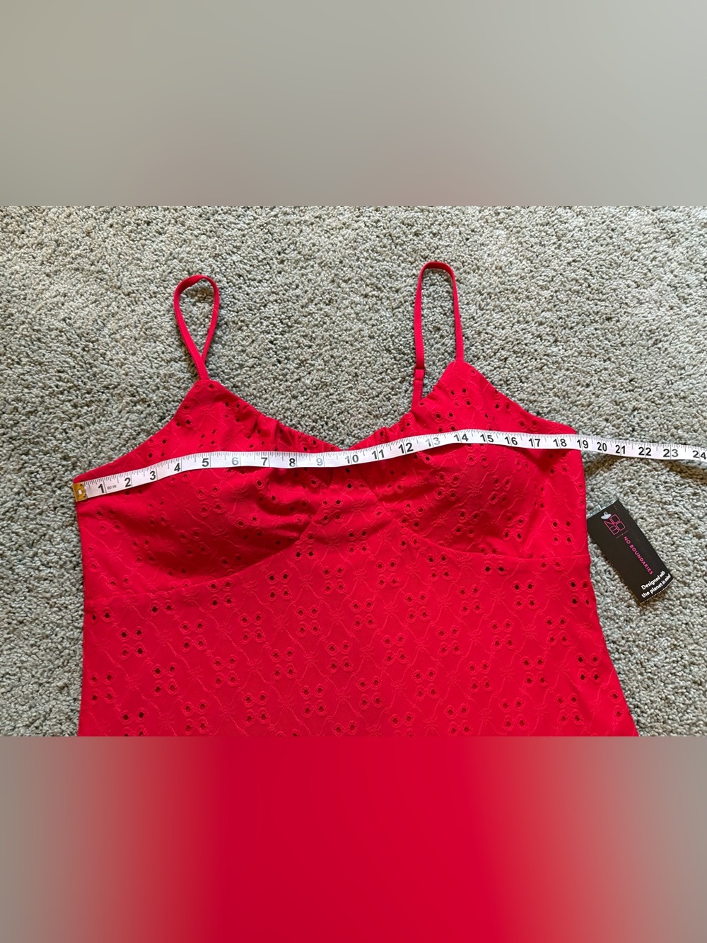 No Boundaries Red Eyelet Dress Sleeveless Juniors Size XL (15-17) NWT Stretch - Picture 3 of 10